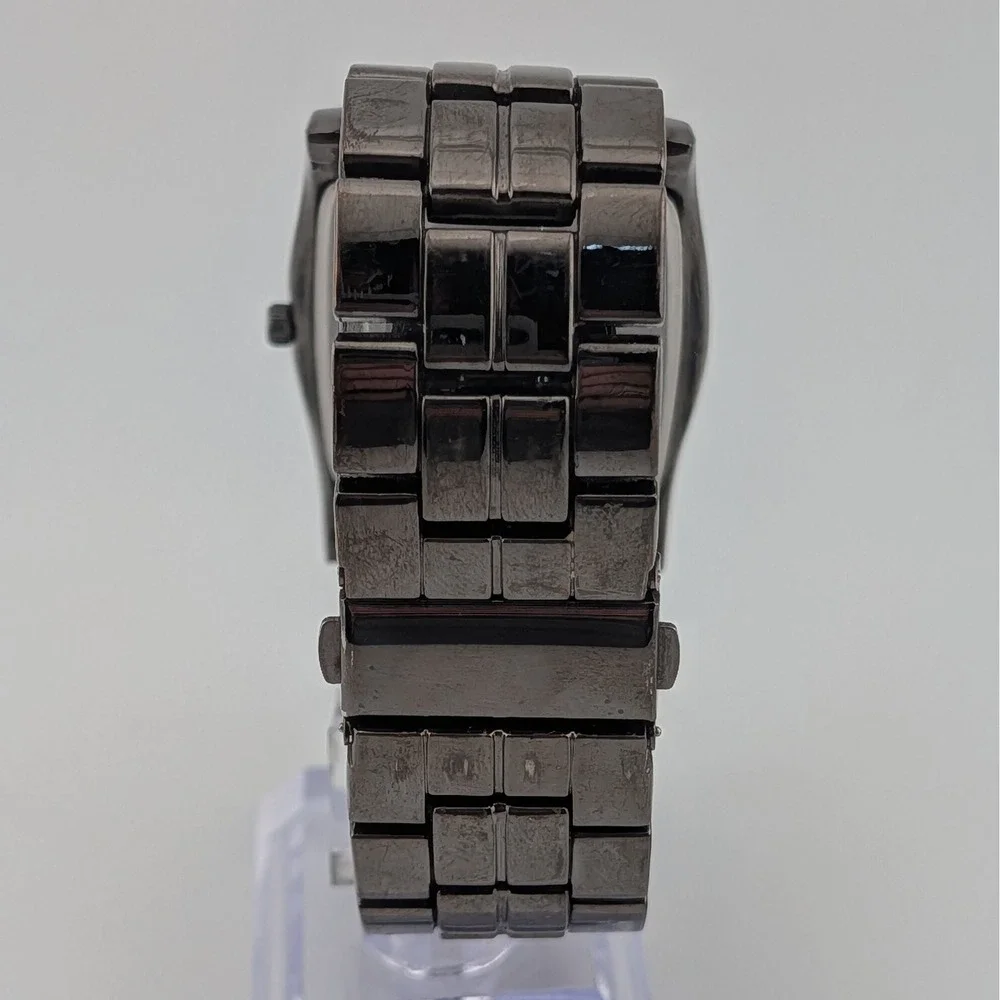 Rumours Gunmetal Dark Brown Rectangular Quartz Rose Gold Accents Watch